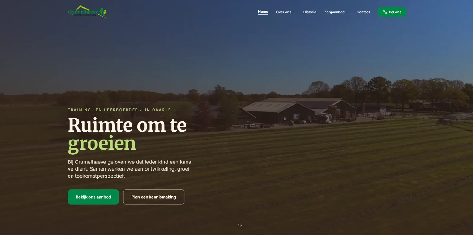 Crumelhaeve training- en leerboerderij website, visueel verbeterd door OpTimizeT en Loire Créative